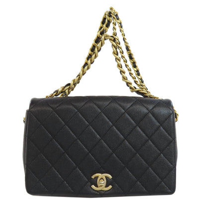 CHANEL Shoulder Bag Grained Calfskin Skin black Matelasse Gold Metal 2WAY Women