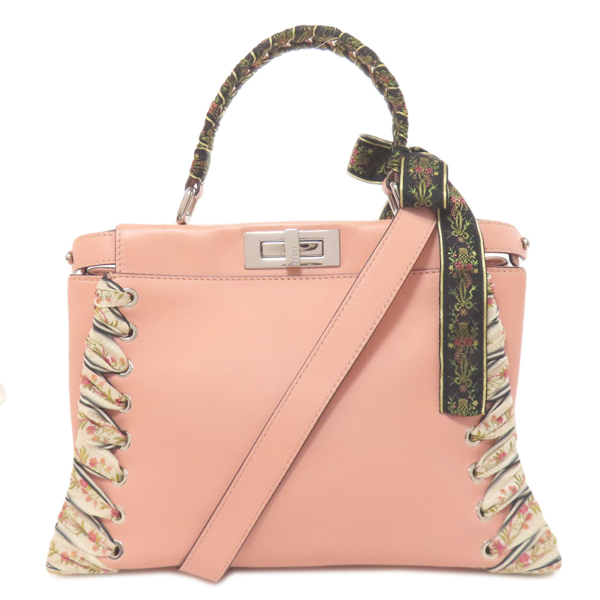 FENDI Handbag Calfskin pink Peekaboo ribbon stitch 2WAY Women
