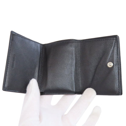 BALENCIAGA Bifold Wallet 594312 leather black logo Tri-fold Wallet Women