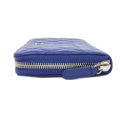 CHANEL Long Wallet Purse lambskin purple Matelasse COCO Mark SilverMetal