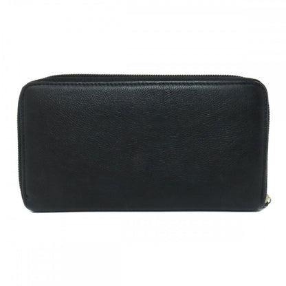CHANEL Long Wallet Purse Calfskin black Zip Around COCO Mark Gold Metal