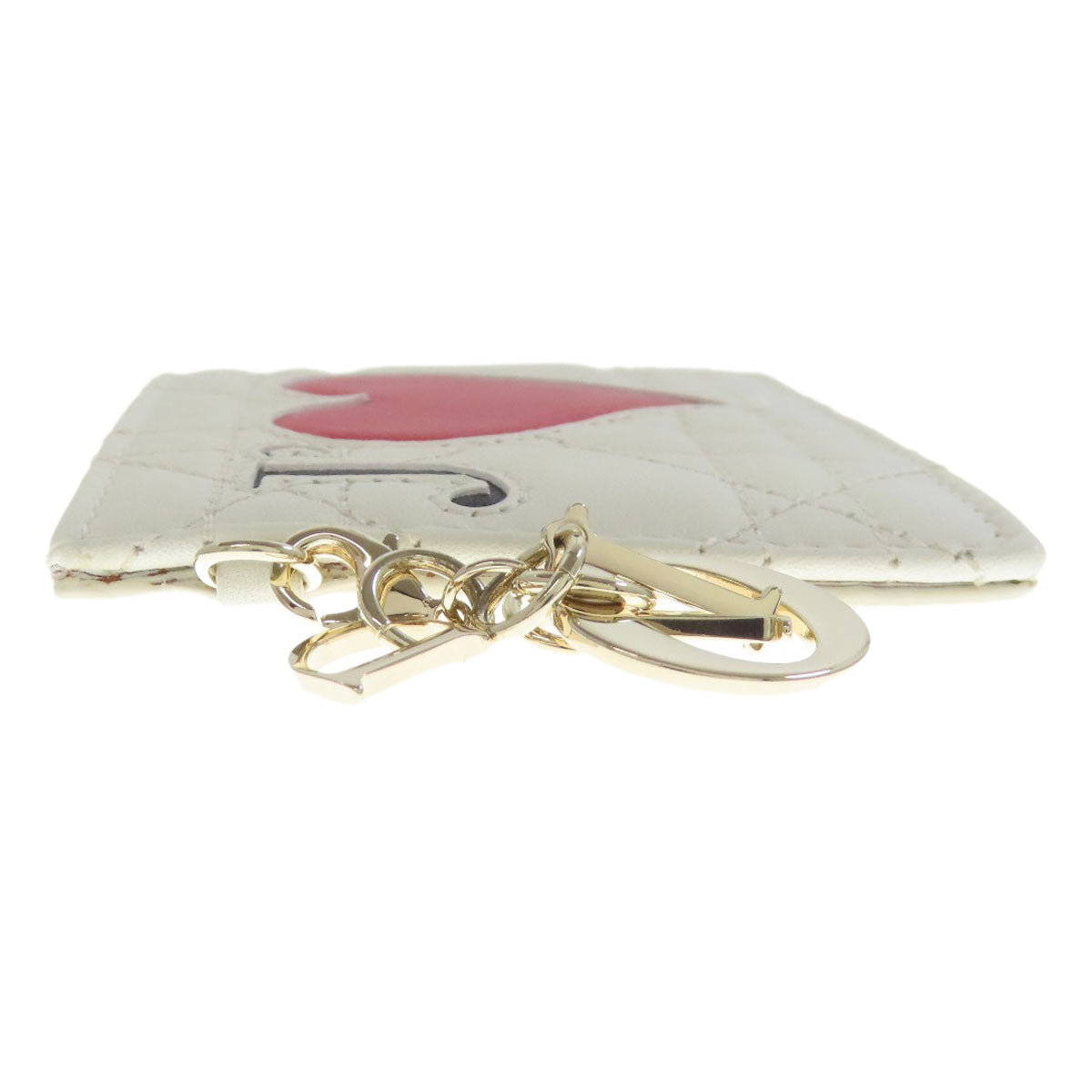 Christian Dior Card Case leather white Heart Lady Dior Women