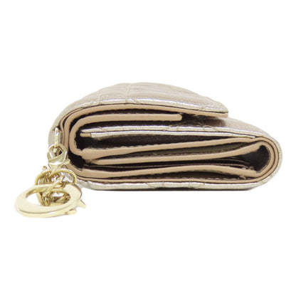Christian Dior Bifold Wallet leather gold Lady Dior Women
