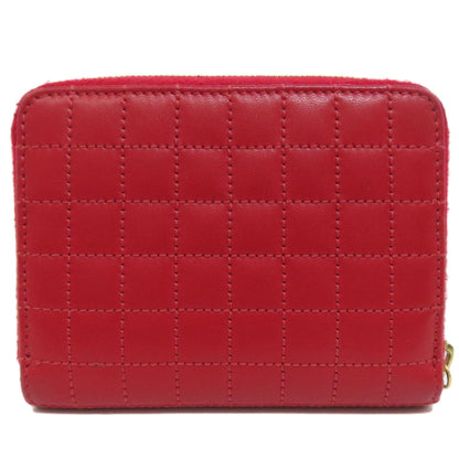 CELINE Coin case leather Red CMetal Women