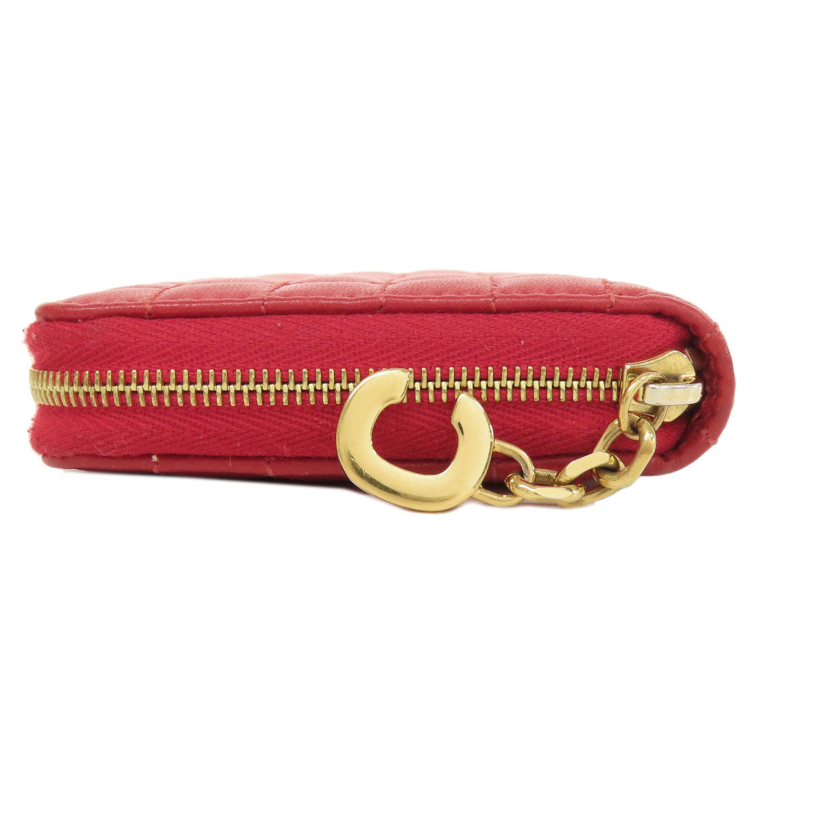 CELINE Coin case leather Red CMetal Women