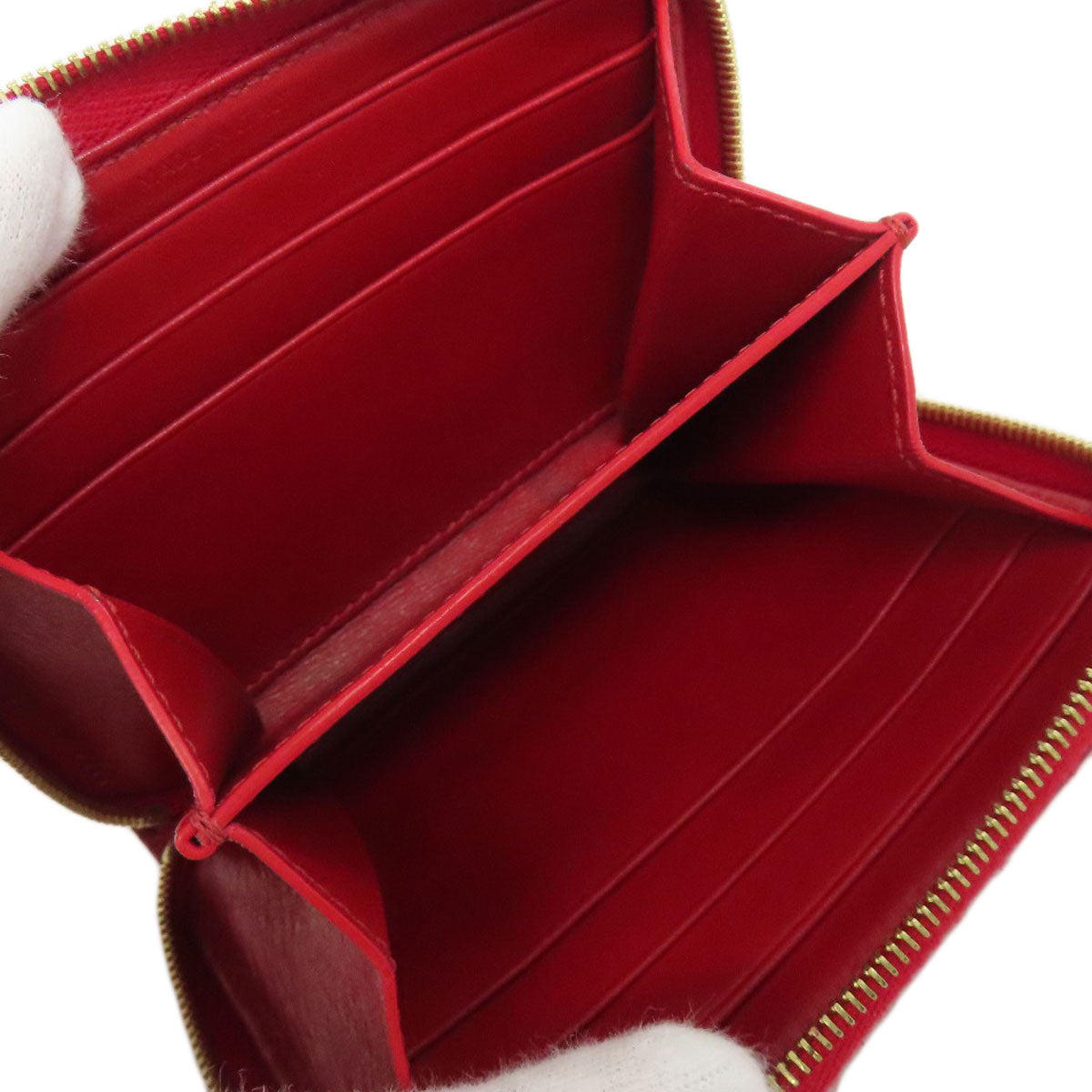 CELINE Coin case leather Red CMetal Women