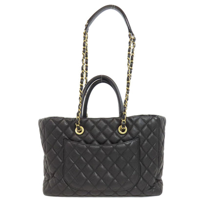 CHANEL Tote Bag Grained Calfskin Skin black Matelasse ChainShoulder Gold Metal