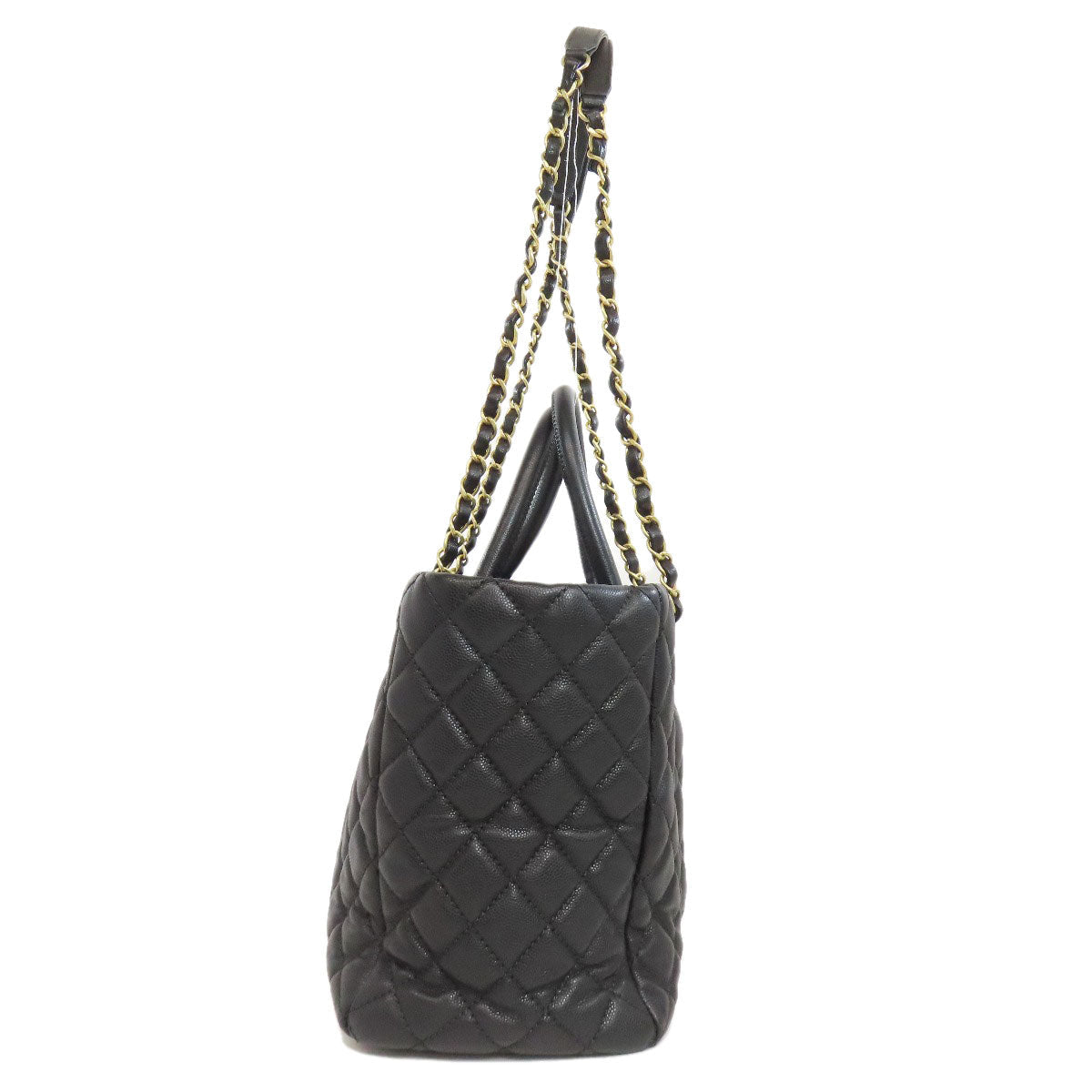 CHANEL Tote Bag Grained Calfskin Skin black Matelasse ChainShoulder Gold Metal