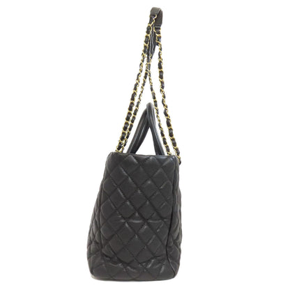 CHANEL Tote Bag Grained Calfskin Skin black Matelasse ChainShoulder Gold Metal