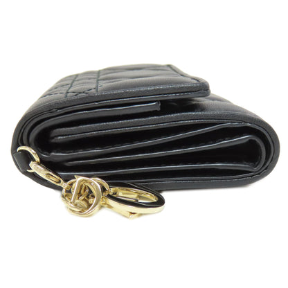 Christian Dior Bifold Wallet Calfskin black Lady Dior Compact Wallet Women