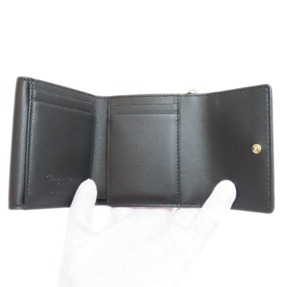 Christian Dior Bifold Wallet Calfskin black Lady Dior Compact Wallet Women