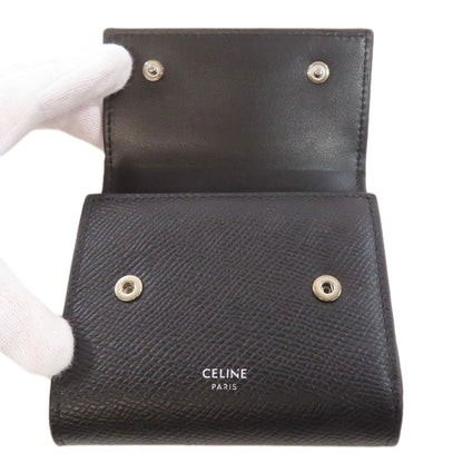 CELINE Bifold Wallet Calfskin black logo Women