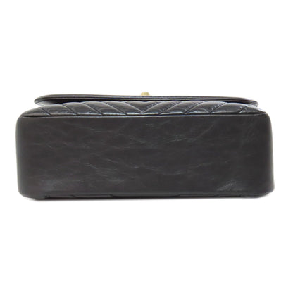 CHANEL Handbag Calfskin black Chevron Vstitch Gold Metal 2WAY Women