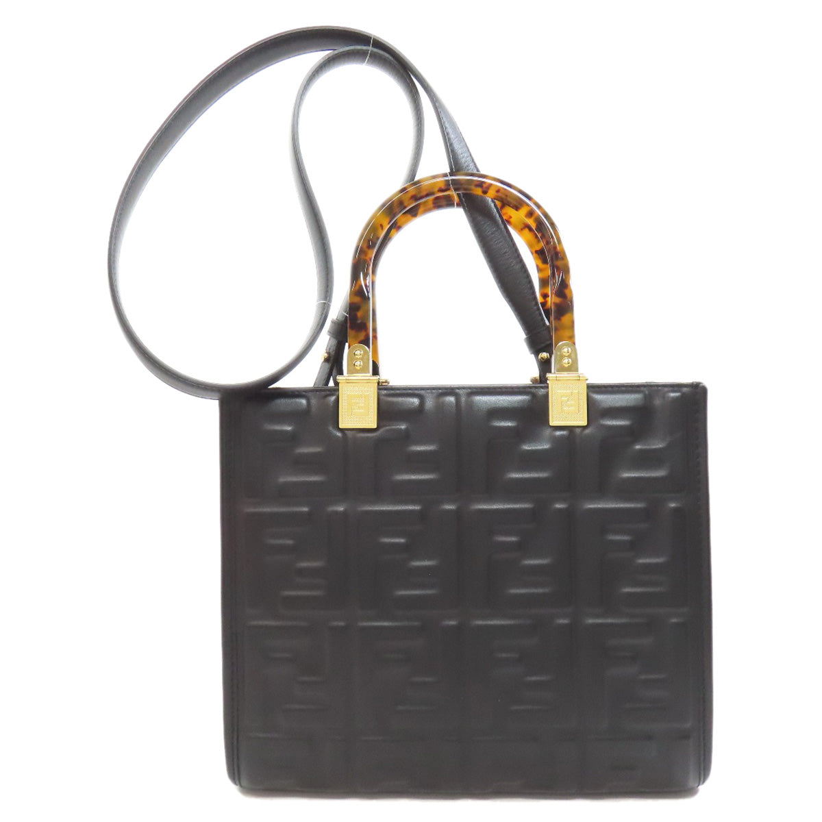 FENDI Handbag Calfskin black Sunshine Small 2WAY