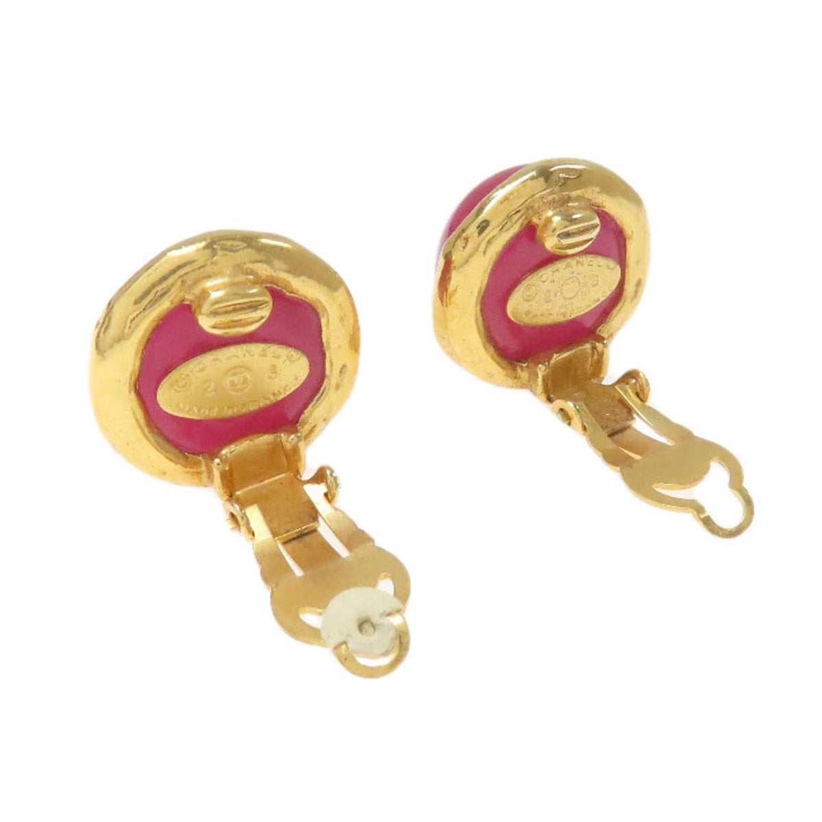 CHANEL Earring Gold Plated pink Gripoa COCO Mark Women