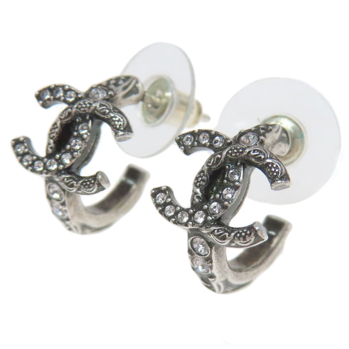 CHANEL Pierce metallic Silver COCO Mark Women