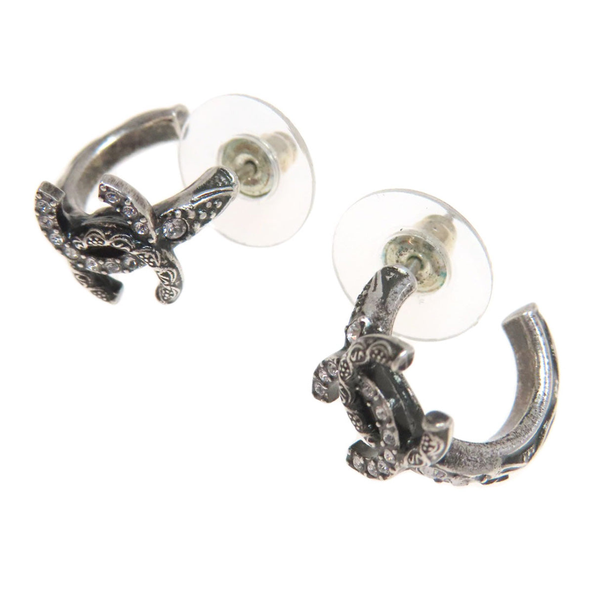 CHANEL Pierce metallic Silver COCO Mark Women