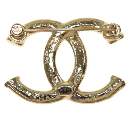 CHANEL Brooch metallic gold Tweed Pattern COCO Mark Women