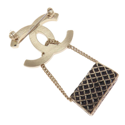 CHANEL Brooch Gold Plated gold COCO Mark Matelasse Bag Charm Women