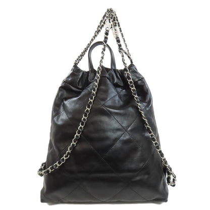 CHANEL Backpack lambskin black Chanel 22 Backpack Silver Metal Women