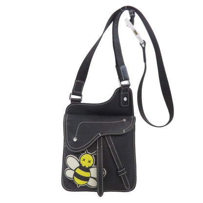 Christian Dior Shoulder Bag Calfskin black Bee Saddle Women