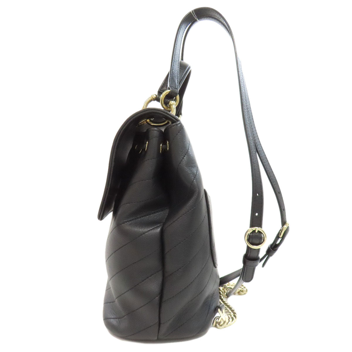 CHANEL Backpack Calfskin black Vstitch COCO Mark Gold Metal Women