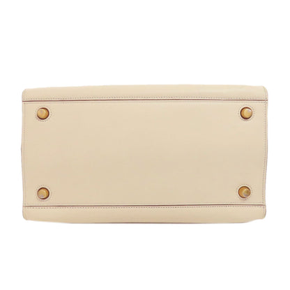 CELINE Tote Bag leather white Ring bag