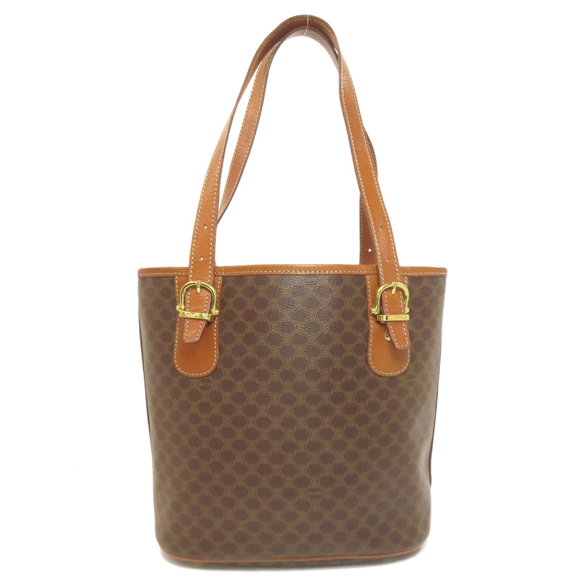CELINE Tote Bag PVC, Leather Brown Macadam Pattern Women