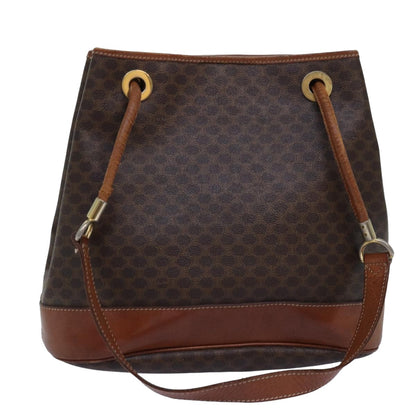 Luxury CELINE Macadam Canvas Shoulder Bag PVC Brown  75369