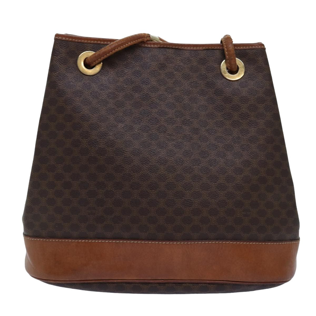Luxury CELINE Macadam Canvas Shoulder Bag PVC Brown  75369