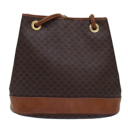 Luxury CELINE Macadam Canvas Shoulder Bag PVC Brown  75369
