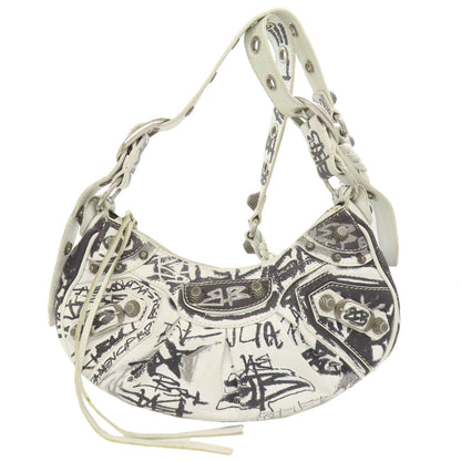 BALENCIAGA Shoulder Bag 671309 Calfskin white Le Cagole XS Women