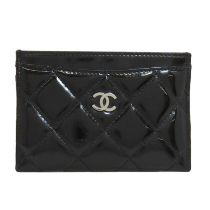 CHANEL Card Case Patent leather black Matelasse COCO Mark SilverMetal Women