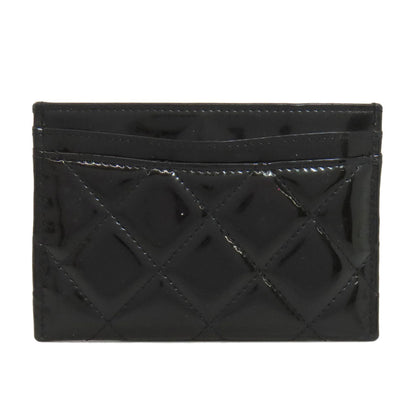 CHANEL Card Case Patent leather black Matelasse COCO Mark SilverMetal Women