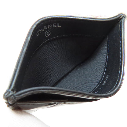 CHANEL Card Case Patent leather black Matelasse COCO Mark SilverMetal Women