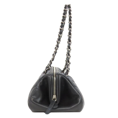 CHANEL Tote Bag Grained Calfskin Skin black Matelasse SilverMetal