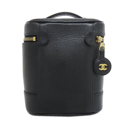 CHANEL Tote Bag Grained Calfskin Skin black Vanity Gold Metal