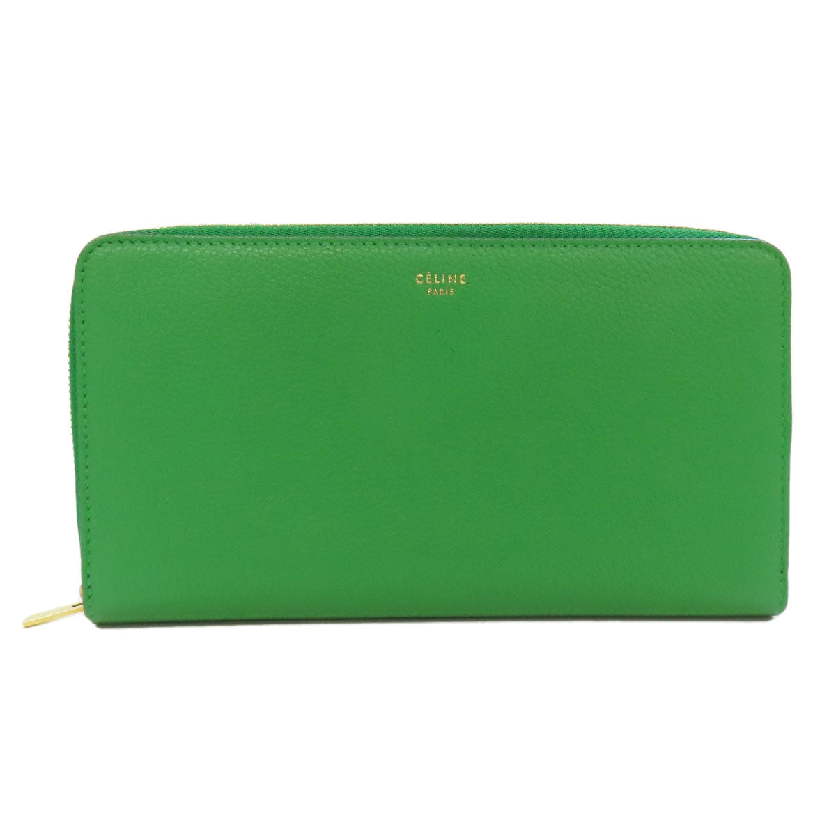 CELINE Long Wallet Purse leather green logo Women