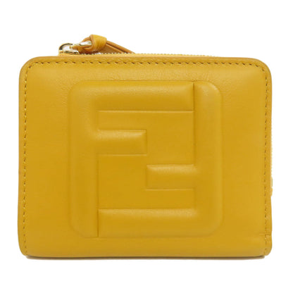FENDI Bifold Wallet leather yellow FF Cube Women