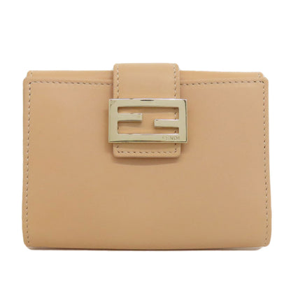 FENDI Card Case leather beige logo Women