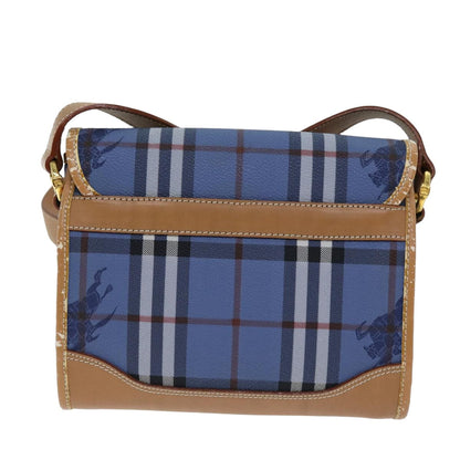 Luxury BurberrySs Nova Check Shoulder Bag PVC Blue Auth 75452