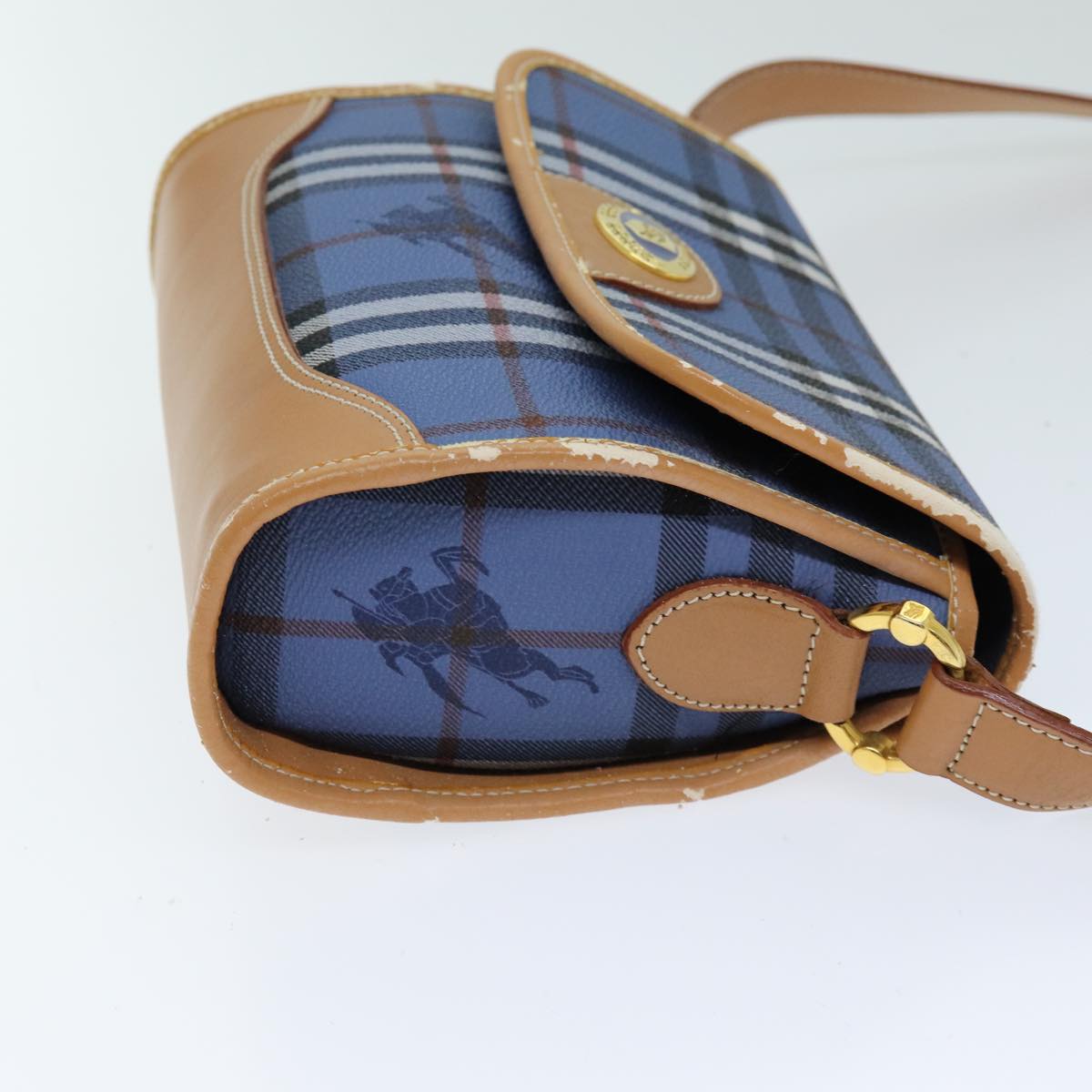 Luxury BurberrySs Nova Check Shoulder Bag PVC Blue Auth 75452