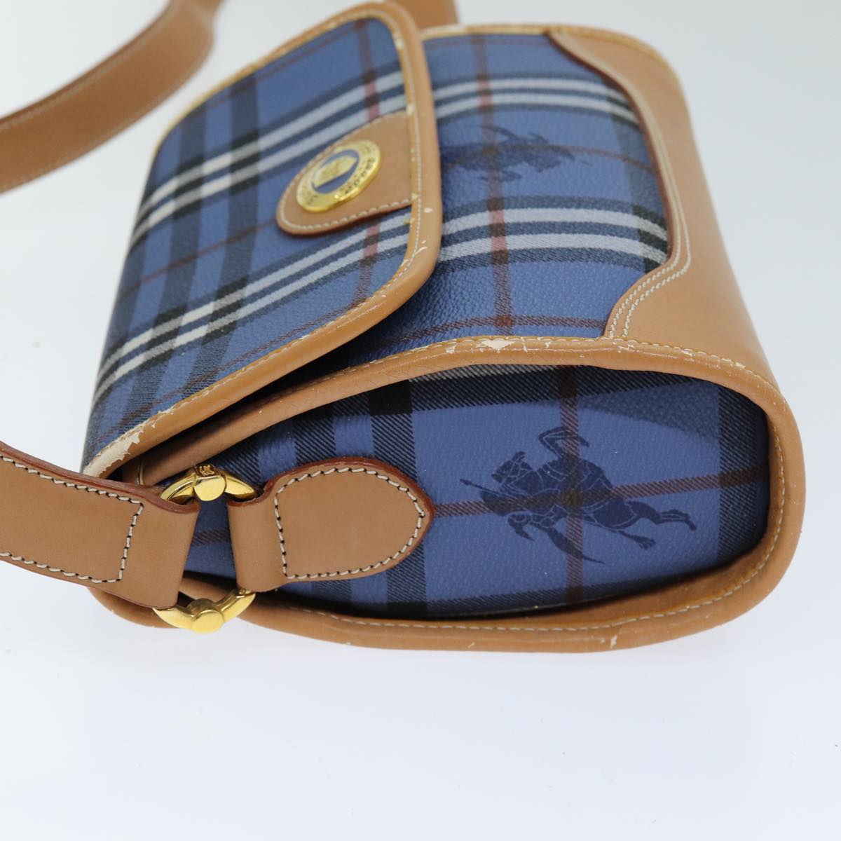 Luxury BurberrySs Nova Check Shoulder Bag PVC Blue Auth 75452