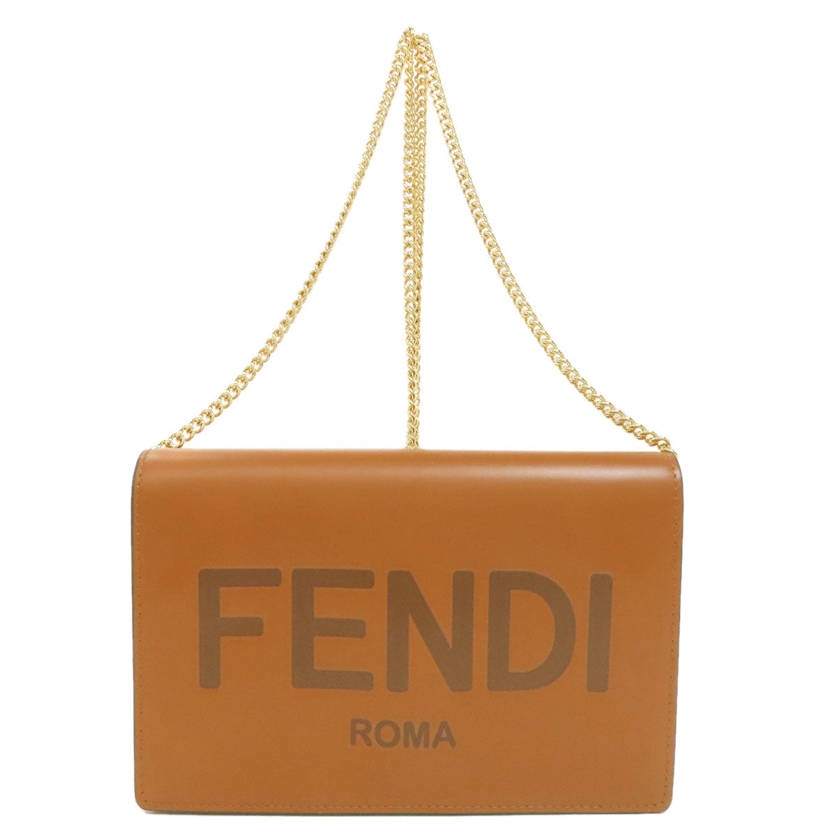 FENDI Shoulder Bag Calfskin Brown ChainShoulder Women