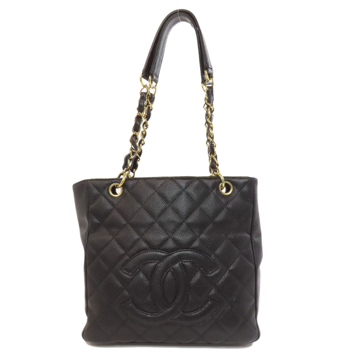 CHANEL Tote Bag Grained Calfskin Skin black Matelasse Gold Metal