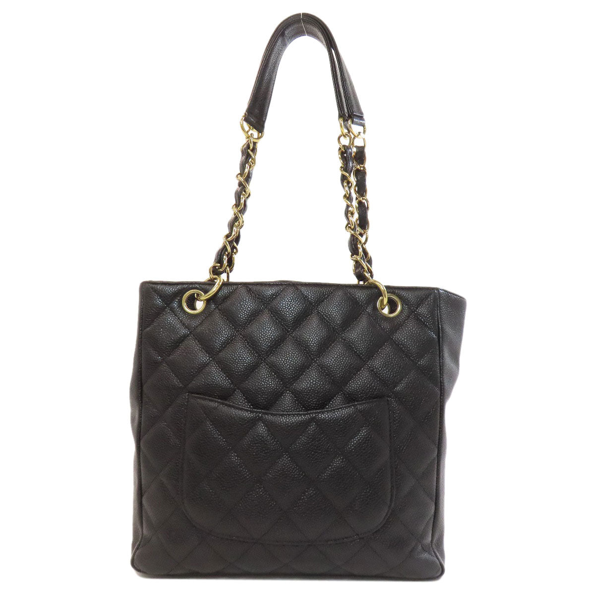 CHANEL Tote Bag Grained Calfskin Skin black Matelasse Gold Metal