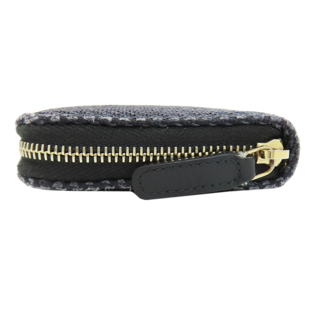CHANEL Long Wallet Purse canvas Navy Deauville small zip wallet Women