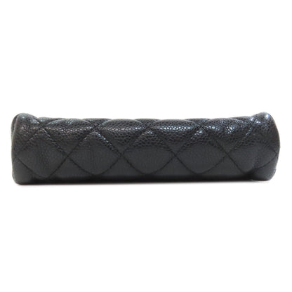 CHANEL Cosmetics Pouch Grained Calfskin Skin black Matelasse Gold Metal