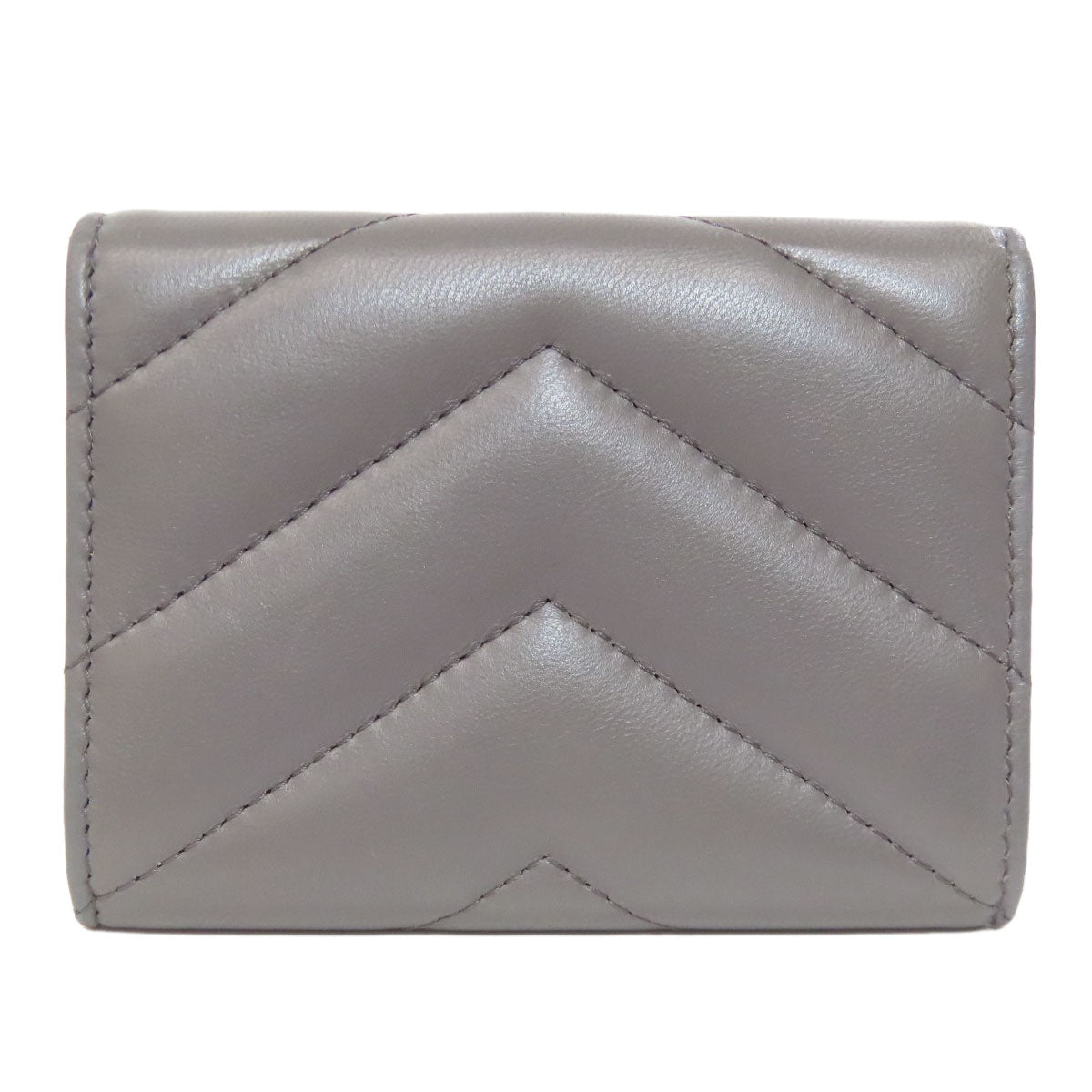 CHANEL Coin case lambskin gray COCO Mark Vstitch Gold Metal Women