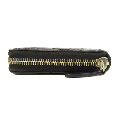 CHANEL Long Wallet Purse lambskin black Camellia Gold Metal Women